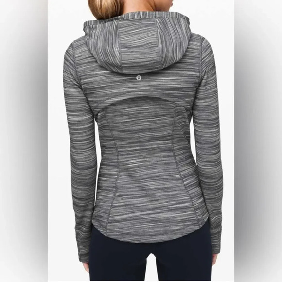 Lululemon Hooded Define Jacket Nulu Heathered Black & White Size 8 - Picture 2 of 9